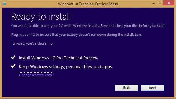 Cài Windows 10 Technical Preview từ Windows Update