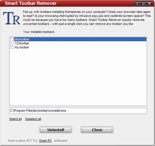 Smart Toolbar Remover: Gỡ bỏ các toolbar đáng ghét trên trình duyệt