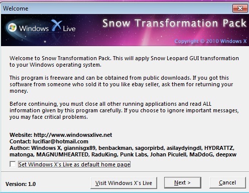 Snow Transformation Pack 1.0 for Win7