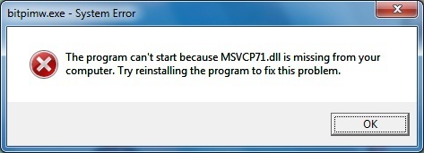 MSVCP71.dll is missing