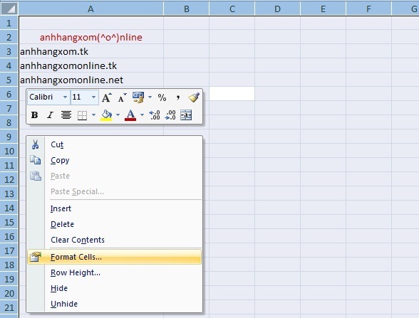 Khóa một cột, một dòng, một ô hoặc một vùng trong Excel