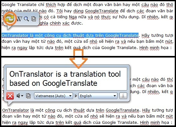 OnTranslator - Công cụ hỗ trợ dịch thuật tuyệt vời dựa trên Google Translate