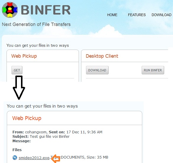 Binfer - Dịch vụ chuyển file trực tiếp tốc độ cao