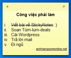 Tạo ghi chú bằng tiếng Việt trong StickyNotes