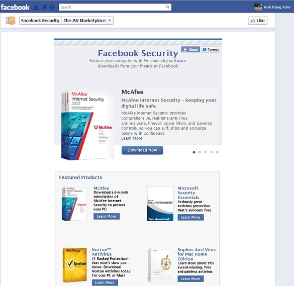 Facebook tặng key bản quyền 6 tháng các phần mềm diệt virus