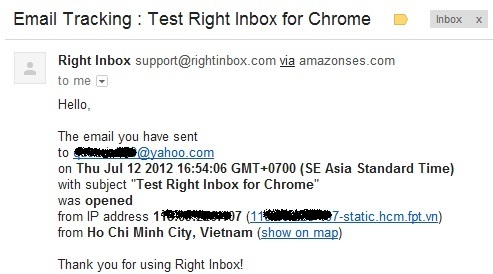 Right Inbox for Gmail - Bạn sẽ biết ngay nếu email bạn gửi đã được đọc !