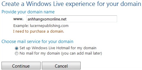 Tạo địa chỉ email với tên miền của chính bạn với dịch vụ của Microsoft