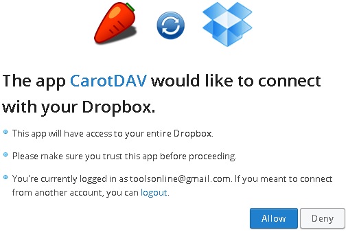 CarotDAV - Dropbox, SugarSync, Box, GoogleDrive, SkyDrive...qui về một mối
