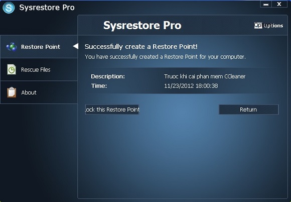 SysRestore Pro - Tạo điểm phục hồi và khôi phục hệ thống