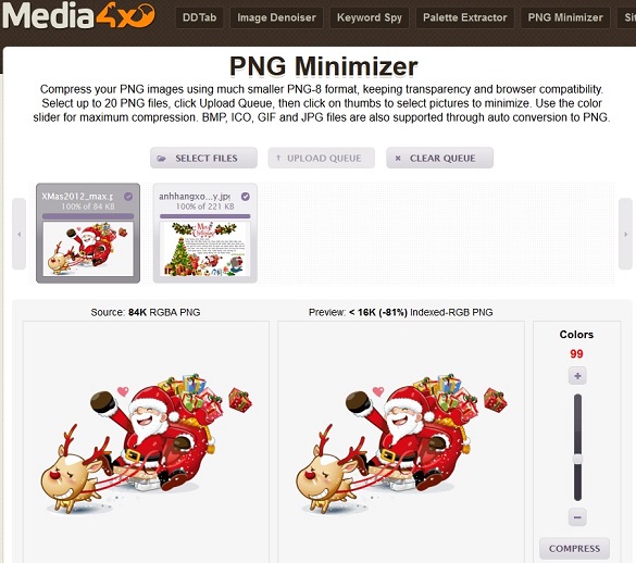 Giảm dung lượng hình PNG với dịch vụ PNG-Minimizer