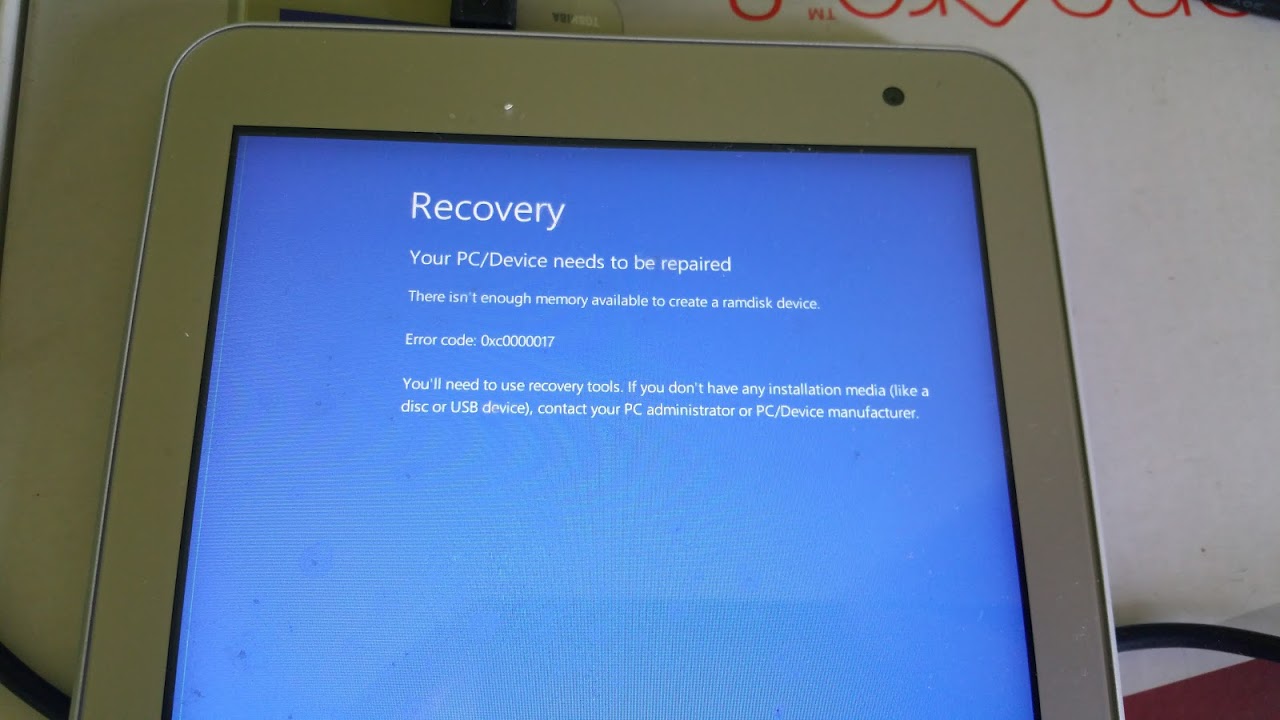 Toshiba Encore 2 Windows 10 Update error